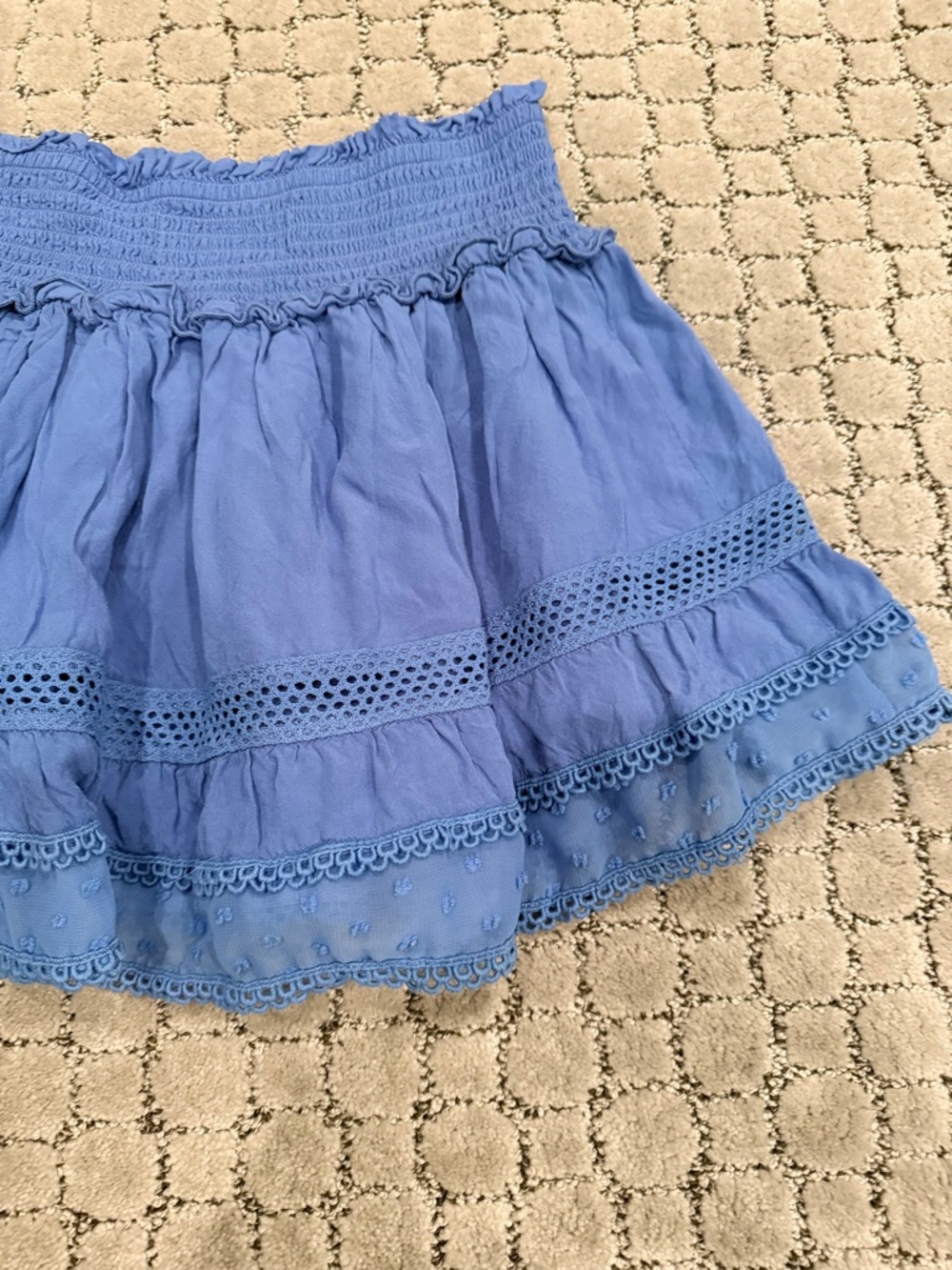Katie J NYC Tween Blue Tiered Smocked Waist Skirt - Picture 6 of 13